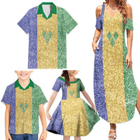 Saint Vincent and the Grenadines Vincy Mas Family Matching Summer Maxi Dress and Hawaiian Shirt SVG Glitter Color Style - Wonder Print Shop