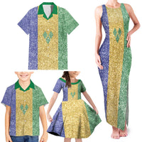 Saint Vincent and the Grenadines Vincy Mas Family Matching Tank Maxi Dress and Hawaiian Shirt SVG Glitter Color Style - Wonder Print Shop