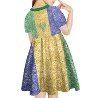 Saint Vincent and the Grenadines Vincy Mas Kid Short Sleeve Dress SVG Glitter Color Style - Wonder Print Shop