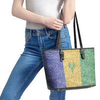 Saint Vincent and the Grenadines Vincy Mas Leather Tote Bag SVG Glitter Color Style - Wonder Print Shop