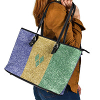 Saint Vincent and the Grenadines Vincy Mas Leather Tote Bag SVG Glitter Color Style - Wonder Print Shop