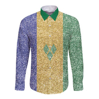 Saint Vincent and the Grenadines Vincy Mas Long Sleeve Button Shirt SVG Glitter Color Style - Wonder Print Shop