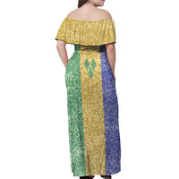 Saint Vincent and the Grenadines Vincy Mas Off Shoulder Maxi Dress SVG Glitter Color Style - Wonder Print Shop