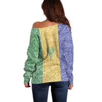 Saint Vincent and the Grenadines Vincy Mas Off Shoulder Sweater SVG Glitter Color Style - Wonder Print Shop