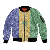 Saint Vincent and the Grenadines Vincy Mas Sleeve Zip Bomber Jacket SVG Glitter Color Style - Wonder Print Shop