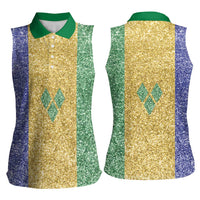 Saint Vincent and the Grenadines Vincy Mas Women Sleeveless Polo Shirt SVG Glitter Color Style - Wonder Print Shop