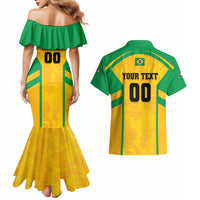 Custom Rugby Brazil Couples Matching Mermaid Dress and Hawaiian Shirt Tupis Go Champions - Wonder Print Shop
