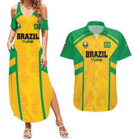 Custom Rugby Brazil Couples Matching Summer Maxi Dress and Hawaiian Shirt Tupis Go Champions - Wonder Print Shop