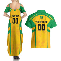 Custom Rugby Brazil Couples Matching Summer Maxi Dress and Hawaiian Shirt Tupis Go Champions - Wonder Print Shop