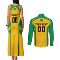 Custom Rugby Brazil Couples Matching Tank Maxi Dress and Long Sleeve Button Shirt Tupis Go Champions - Wonder Print Shop