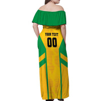Custom Rugby Brazil Family Matching Off Shoulder Maxi Dress and Hawaiian Shirt Tupis Go Champions - Wonder Print Shop
