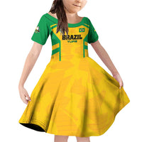 Custom Rugby Brazil Family Matching Off Shoulder Short Dress and Hawaiian Shirt Tupis Go Champions - Wonder Print Shop