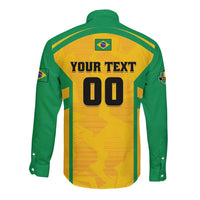 Custom Rugby Brazil Long Sleeve Button Shirt Tupis Go Champions - Wonder Print Shop