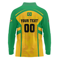 Custom Rugby Brazil Long Sleeve Polo Shirt Tupis Go Champions - Wonder Print Shop