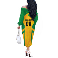 Custom Rugby Brazil Off The Shoulder Long Sleeve Dress Tupis Go Champions - Wonder Print Shop