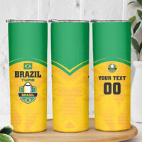 Custom Rugby Brazil Skinny Tumbler Tupis Go Champions - Wonder Print Shop