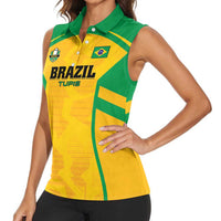 Custom Rugby Brazil Women Sleeveless Polo Shirt Tupis Go Champions - Wonder Print Shop