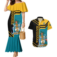 Custom Football The Bahamas Couples Matching Mermaid Dress and Hawaiian Shirt Go Bahamian Slayers - Wonder Print Shop