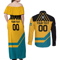 Custom Football The Bahamas Couples Matching Off Shoulder Maxi Dress and Long Sleeve Button Shirt Go Bahamian Slayers - Wonder Print Shop