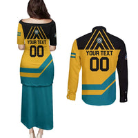 Custom Football The Bahamas Couples Matching Puletasi and Long Sleeve Button Shirt Go Bahamian Slayers - Wonder Print Shop