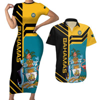 Custom Football The Bahamas Couples Matching Short Sleeve Bodycon Dress and Hawaiian Shirt Go Bahamian Slayers - Wonder Print Shop