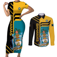 Custom Football The Bahamas Couples Matching Short Sleeve Bodycon Dress and Long Sleeve Button Shirt Go Bahamian Slayers - Wonder Print Shop