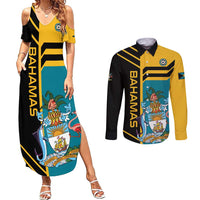 Custom Football The Bahamas Couples Matching Summer Maxi Dress and Long Sleeve Button Shirt Go Bahamian Slayers - Wonder Print Shop