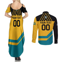 Custom Football The Bahamas Couples Matching Summer Maxi Dress and Long Sleeve Button Shirt Go Bahamian Slayers - Wonder Print Shop