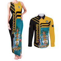 Custom Football The Bahamas Couples Matching Tank Maxi Dress and Long Sleeve Button Shirt Go Bahamian Slayers - Wonder Print Shop