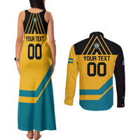 Custom Football The Bahamas Couples Matching Tank Maxi Dress and Long Sleeve Button Shirt Go Bahamian Slayers - Wonder Print Shop