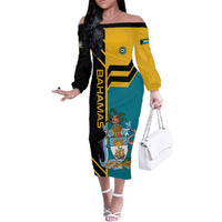 Custom Football The Bahamas Family Matching Off The Shoulder Long Sleeve Dress and Hawaiian Shirt Go Bahamian Slayers - Wonder Print Shop