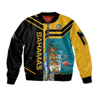 Custom Football The Bahamas Sleeve Zip Bomber Jacket Go Bahamian Slayers - Wonder Print Shop