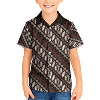 Yogyakarta Parang Batik Motifs Kid Hawaiian Shirt Indonesian Traditional Pattern