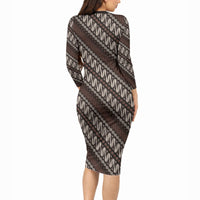 Yogyakarta Parang Batik Motifs Long Sleeve Bodycon Dress Indonesian Traditional Pattern