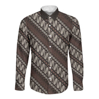 Yogyakarta Parang Batik Motifs Long Sleeve Button Shirt Indonesian Traditional Pattern