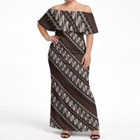 Yogyakarta Parang Batik Motifs Off Shoulder Maxi Dress Indonesian Traditional Pattern