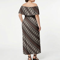 Yogyakarta Parang Batik Motifs Off Shoulder Maxi Dress Indonesian Traditional Pattern