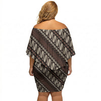 Yogyakarta Parang Batik Motifs Off Shoulder Short Dress Indonesian Traditional Pattern