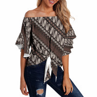 Yogyakarta Parang Batik Motifs Off Shoulder Wrap Waist Top Indonesian Traditional Pattern