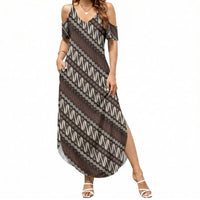Yogyakarta Parang Batik Motifs Summer Maxi Dress Indonesian Traditional Pattern