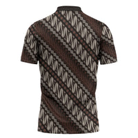 Yogyakarta Parang Batik Motifs Zipper Polo Shirt Indonesian Traditional Pattern