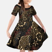Batik Sekar Jagad Kid Short Sleeve Dress Indonesian Traditional Pattern