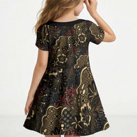 Batik Sekar Jagad Kid Short Sleeve Dress Indonesian Traditional Pattern