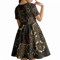 Batik Sekar Jagad Kid Short Sleeve Dress Indonesian Traditional Pattern