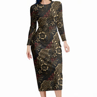 Batik Sekar Jagad Long Sleeve Bodycon Dress Indonesian Traditional Pattern