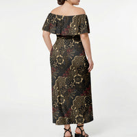 Batik Sekar Jagad Off Shoulder Maxi Dress Indonesian Traditional Pattern