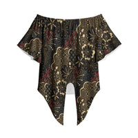 Batik Sekar Jagad Off Shoulder Wrap Waist Top Indonesian Traditional Pattern