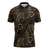 Batik Sekar Jagad Zipper Polo Shirt Indonesian Traditional Pattern