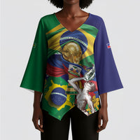 Personalized Brazil Haiti 2026 World Football Kimono Sleeve Blouse Come On Boys
