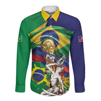 Personalized Brazil Haiti 2026 World Football Long Sleeve Button Shirt Come On Boys